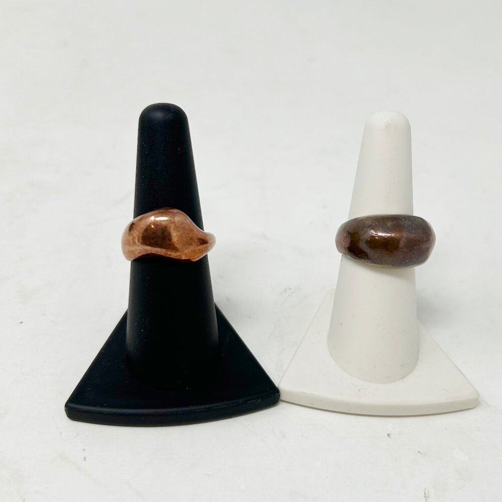 Copper Set of 2 Dome Rings sz 6 ¾ Simple Style Non-Magnetic 16 grams total